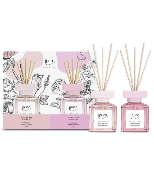 Ipuro geurverspreider lichtroze pure roos 2 x 50ml