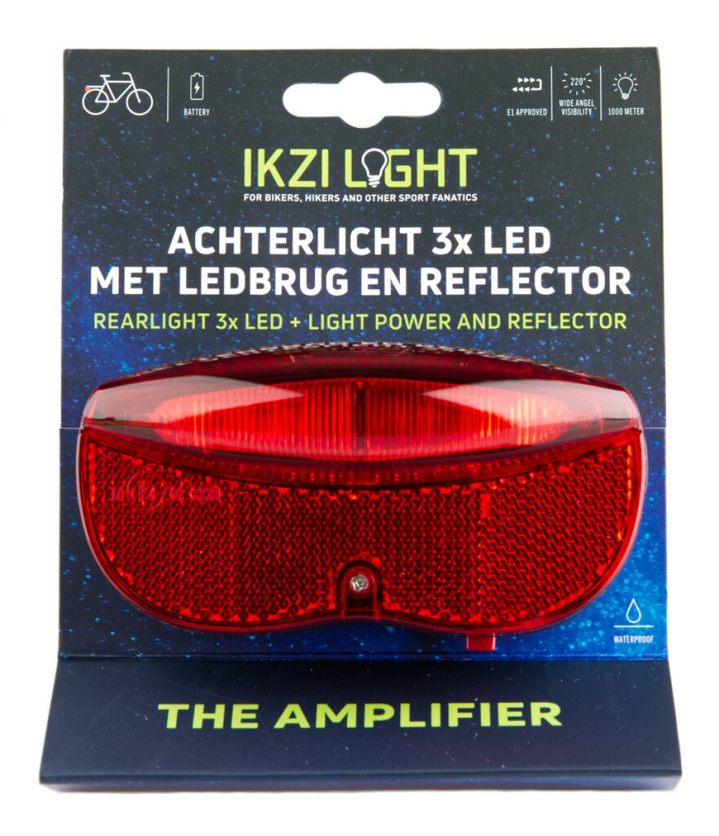 Ikzilight achterlicht batterij uit 3xled 50 mm op kaart