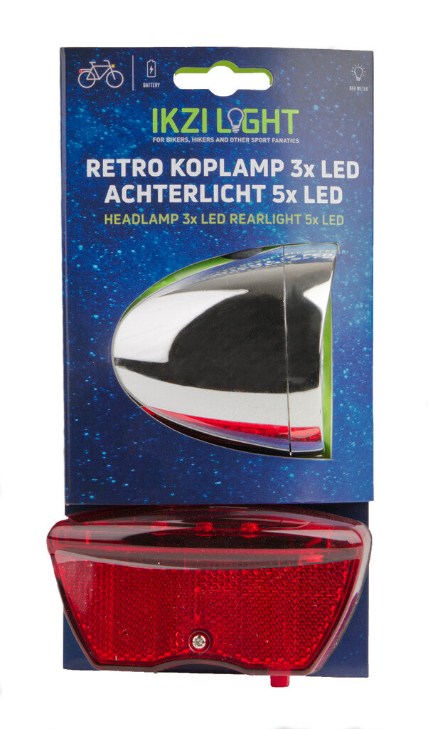 verlichtingset Retro led batterij zilver rood