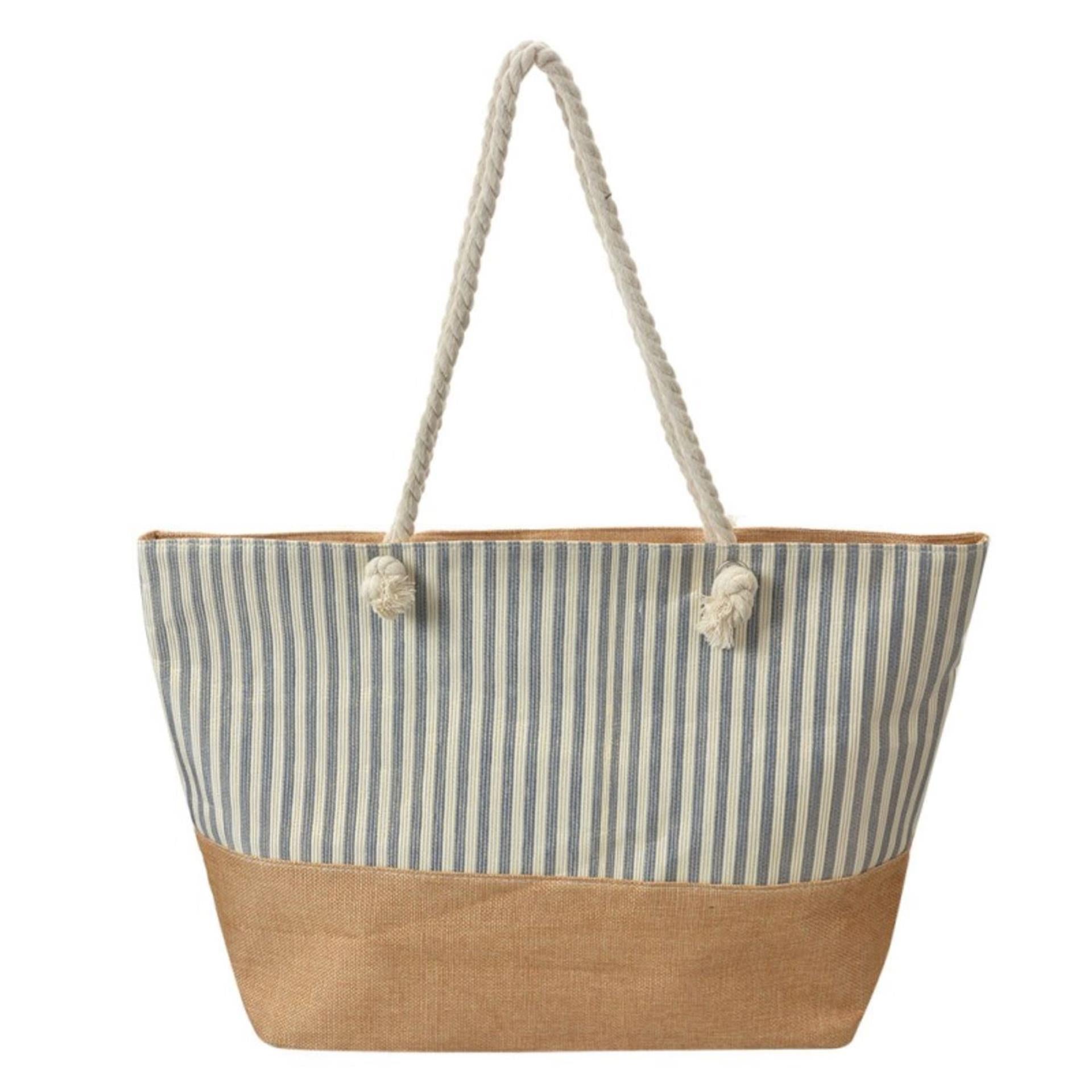 Clayre eef tas bruin blauw 55x1x36cm