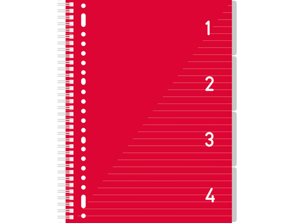 Kangaro 4 in 1 schrijfblok a4, gelinieerd rood met tabs