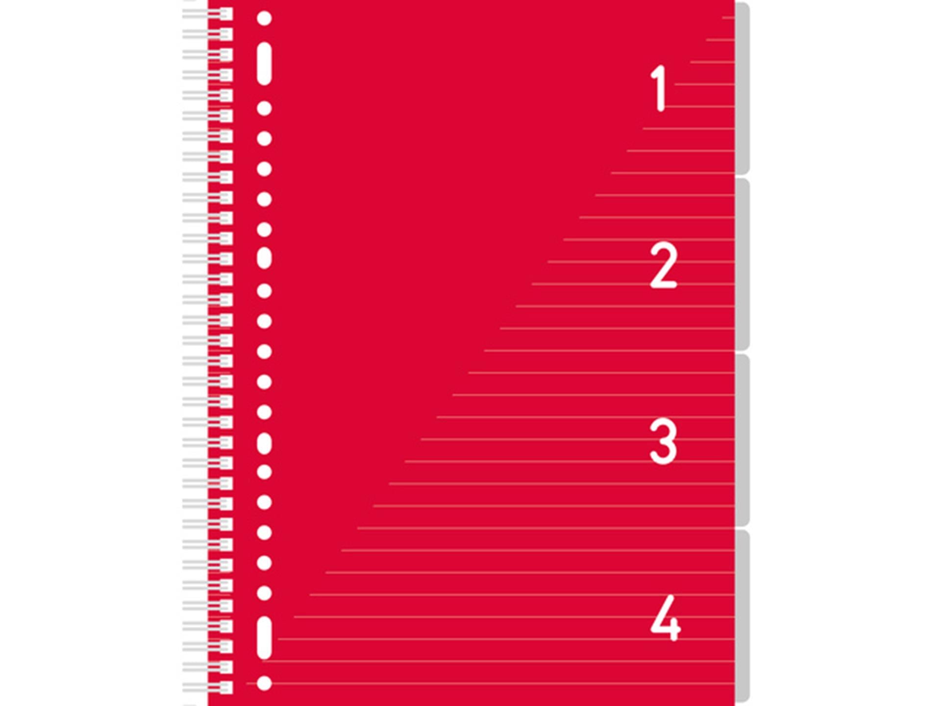 Kangaro 4 in 1 schrijfblok a4, gelinieerd rood