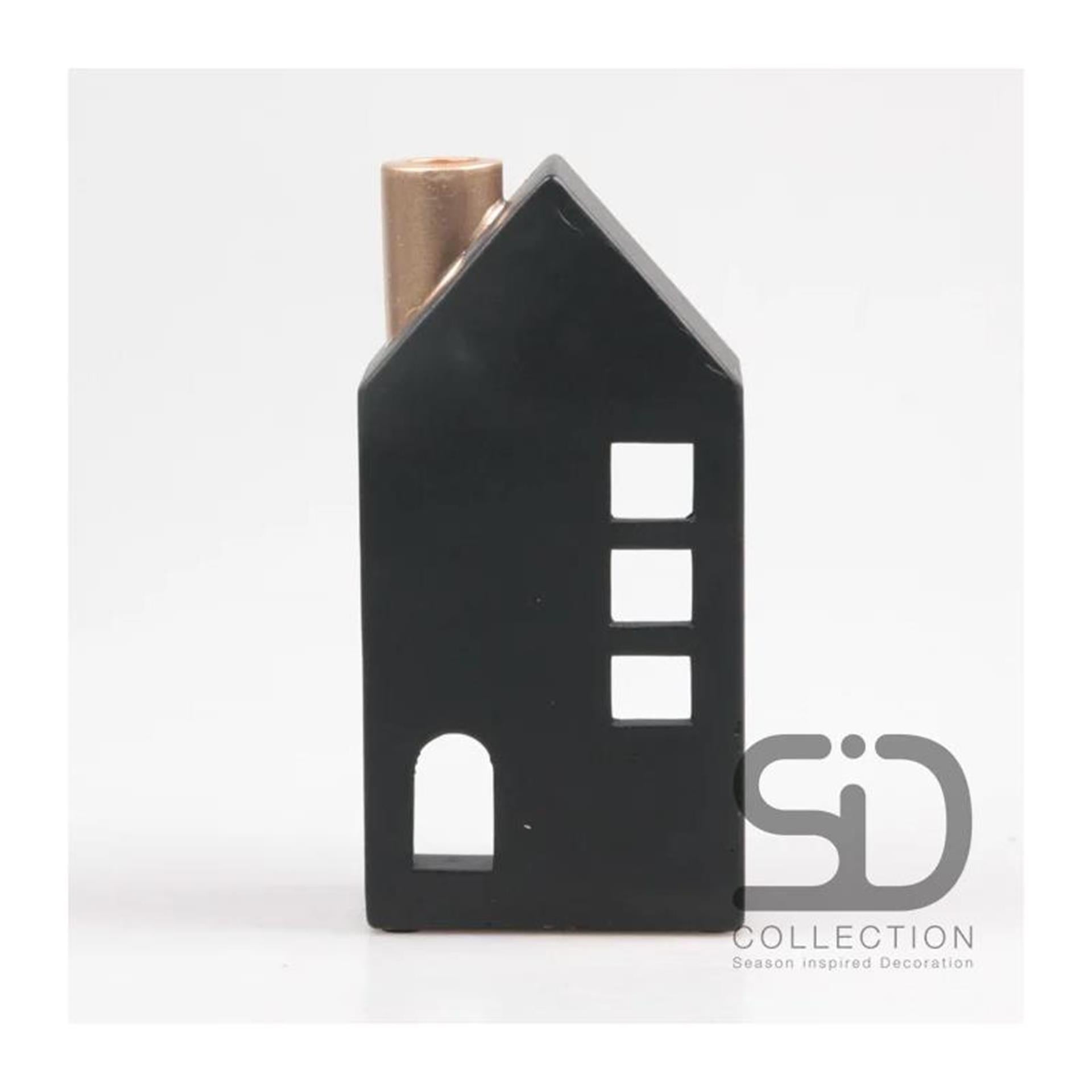 Season inspired decoration kandelaar 12x8x24cm zwart