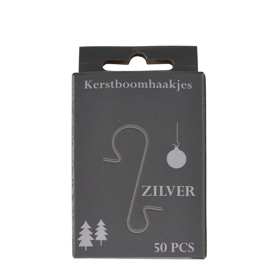 Basis Kerstboomhaakjes Zilverkleurig 50 Stuks