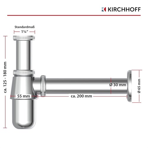 Kirchhoff beker sifon, chroom, 1 1 4 (5 4 ) x 32 mm - 98803110
