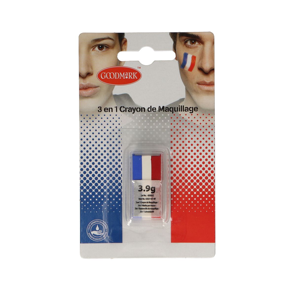 Goodmark 3 in 1 schminkstick rood - wit - blauw 3,9gr