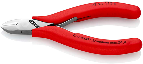 Knipex elektronica-zijsnijtang | 115 mm lengte | doorgestoken scharnier | kunststof bekleed - 77 21 115 n
