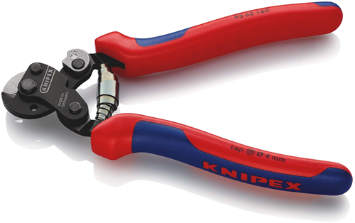Knipex staaldraadschaar | voor zeer stevige draadkabels | meer-componentengrepen | gebruineerd | lengte 160 mm - 95 62 160 sb