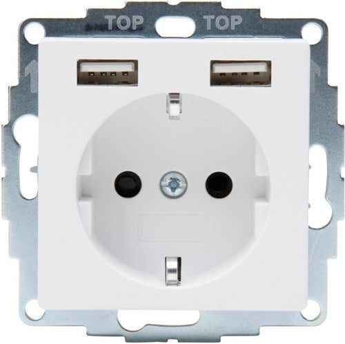 Enzo kopp hk07 pure mat wit inbouw stopcontact ra + kinderbeveiliging - 4624110