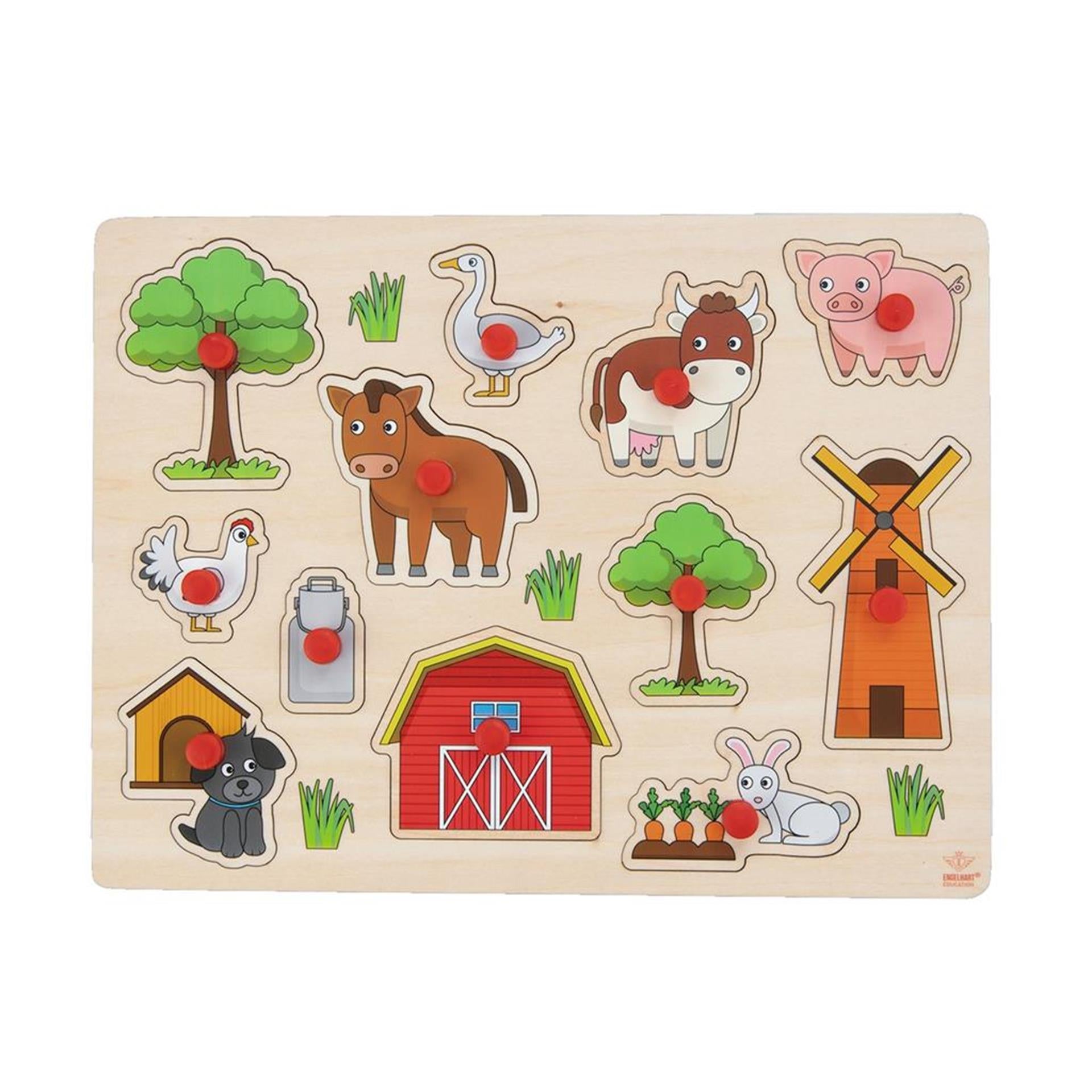 Engelhart houten knoppuzzel boerderij 30x23cm