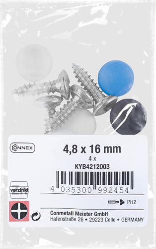 Connex nummerplaat set 4,8x16 vz k ph 4st - kyb4212003