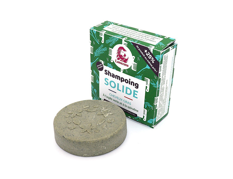 Lamazuna shampoo blok - vet haar - groene klei spirulina