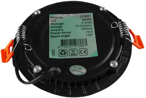 Enzo led panel downlight 6w 3000k incl. driver zwart - led2610