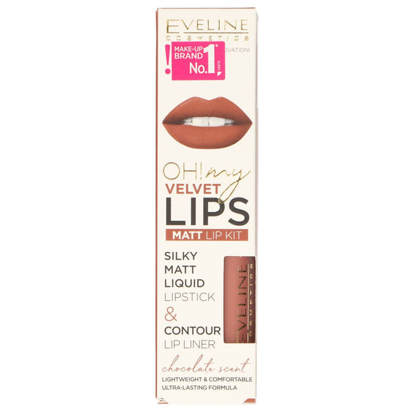 Eveline oh! my lips silky matt liquid lip kit nr. 12 praline eclair