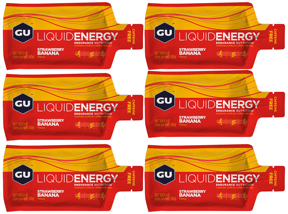 Gu liquid energy gel strawberry banana 6x60g | orange (koffeinhaltig)
