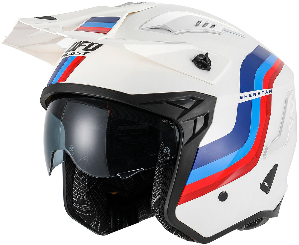 Ufo plast helmet sheratan l white red blue