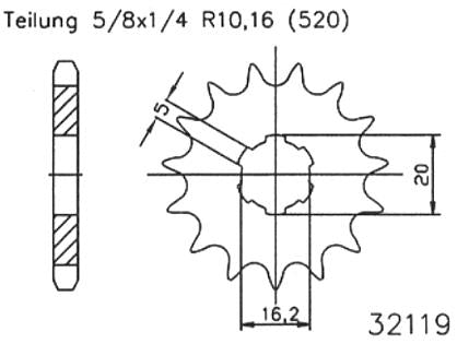 Esjot sprocket afam 520 12z standard