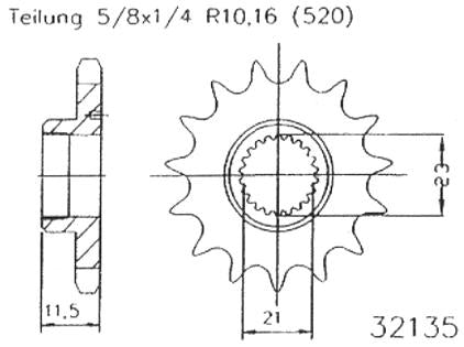 Esjot sprocket 520 14z standard