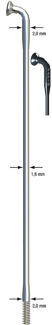 Sapim spoke race sst 2x1,8x290mm db sil.