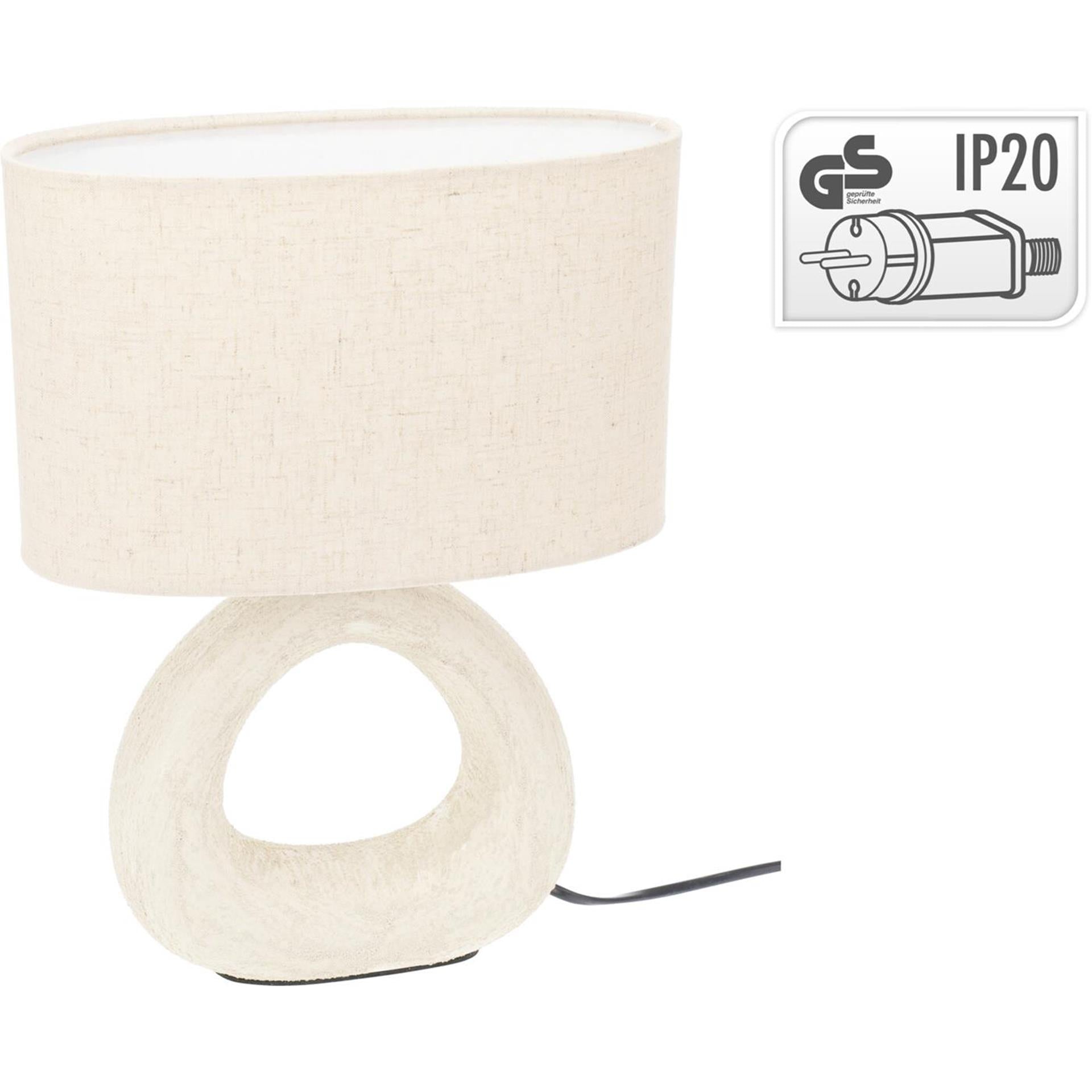 Home styling tafellamp steengoed e14 26x13x34cm wit