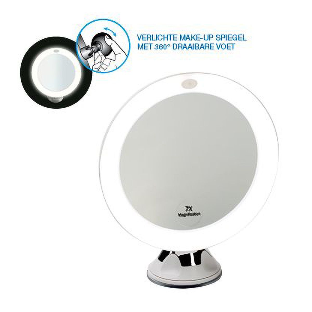 Lsp spiegels spiegel met licht en zuignap 7x vergroot