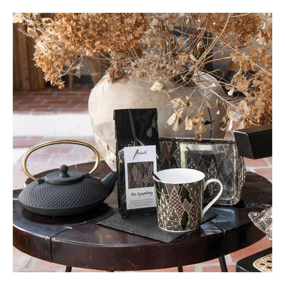 Ambiente mok 0.3l luxury trees zwart -goud ø 9 - h 9 cm