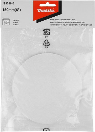 Makita accessoires poetsschijf vilt 150mm - 193288-0