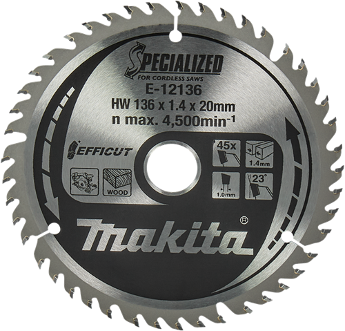 Makita accessoires cirkelzaagblad hout | efficut 136x20x1,5 45t 23g - e-12136 - e-12136