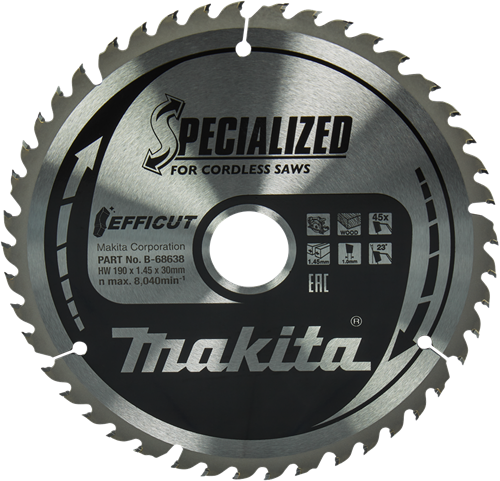 Makita accessoires makita cirkelzaagblad voor hout | specialized | ø 190mm asgat 30mm 45t - b-68638