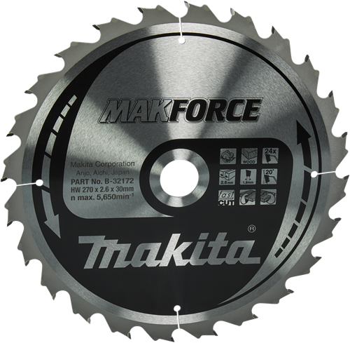 Makita accessoires cirkelzaagblad hout | makforce 270x30x2,6 24t 20g - b-32172 - b-32172