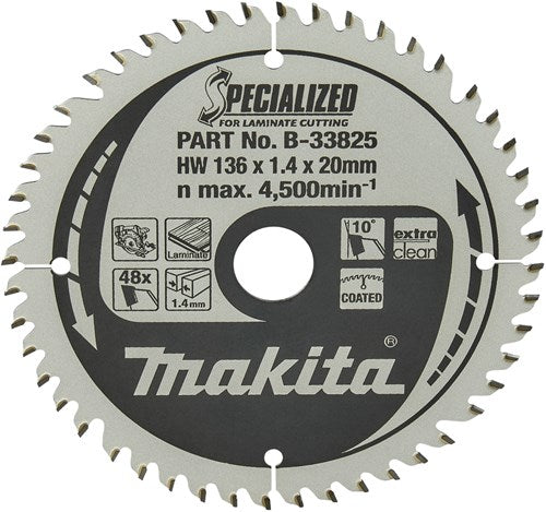 Makita accessoires cirkelzaagblad | laminaat | 136x20x1,45 48t 10g - b-33825