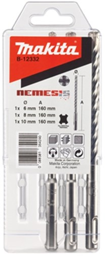 Makita accessoires p4s: sds-plus boor 3-dlg set - 6 8 10x160 mm - b-12332