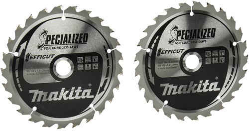 Makita accessoires twin-pack cirkelzaagblad hout | efficut 165x20x1,4 25t 23g - b-62985-2