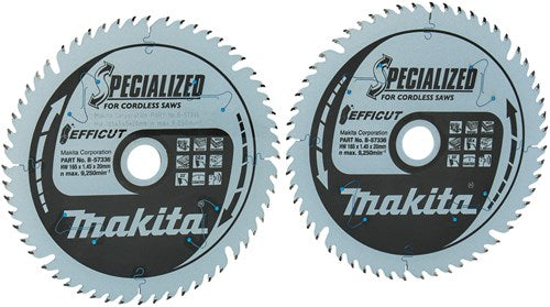 Makita accessoires twin-pack cirkelzaagblad hout efficut 165x20x1,45 56t 23g - b-57336-2