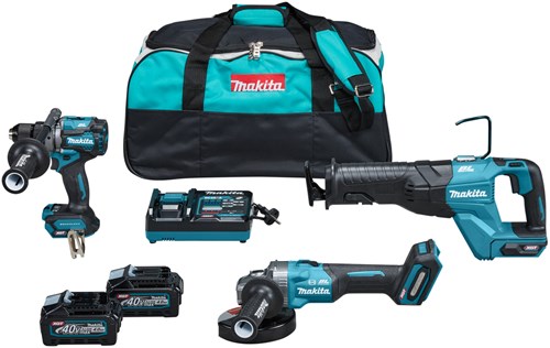 Makita dk0159g301 | combiset | 40 v max | 4,0 ah accu | snellader | df001g, ga005, jr001g | in tas