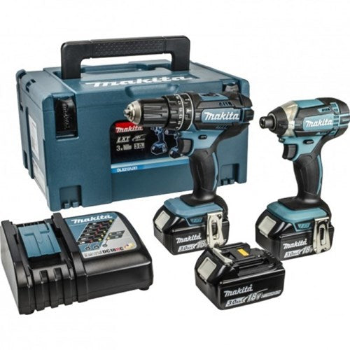 Makita dlx2131jx1 18v accu klopboormachine dhp482 + slagschroevendraaier dtd152 combiset (3x 3.0ah accu) in mbox