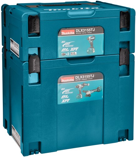 Makita dlx3155tj | combiset | 18 v | boren, (slag)schroeven en slijpen | set | 5,0 ah | in mbox - dlx3155tj