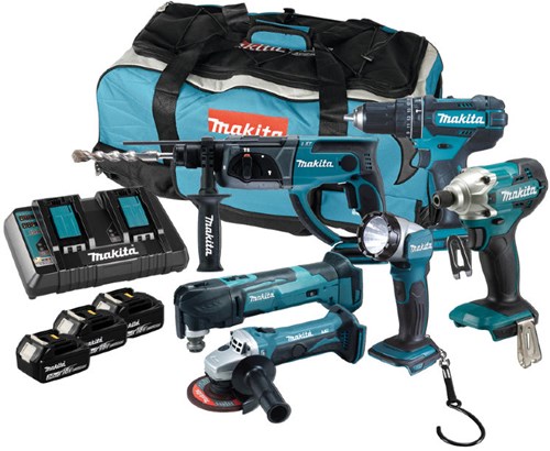 Makita dlx6100px1 comboset 18v - dhp452 - dhr202 - dtm51 - dtd156 - dga452 | 3x 3.0ah accu