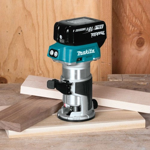 Makita drt50rtjx3 accu freesmachine 18v li-ion | met 2x 18v accu's