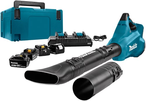 Makita dub362pt4j 2x18 v bladblazer | met duolader en 4 stuks accu's