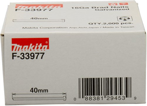 Makita accessoires brad lengte 40mm uitvoering gegalvaniseerd draaddikte 1,61mm - f-33977