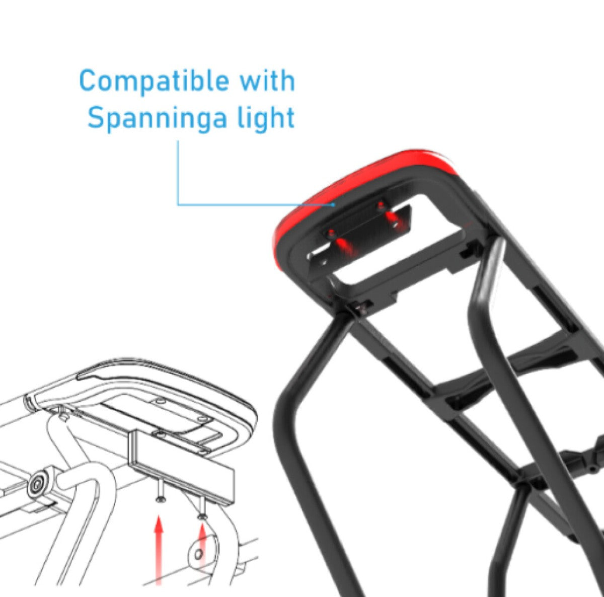 Massabelasting mik achterdrager 24-29 inch (iso-11243) met achterlicht 6-48vdc