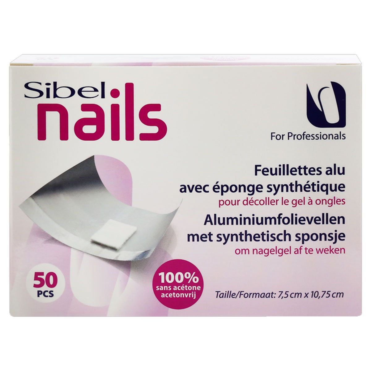 Sibel nagels aluminiumfolie verborgen met synthetisch sponsje 50st.