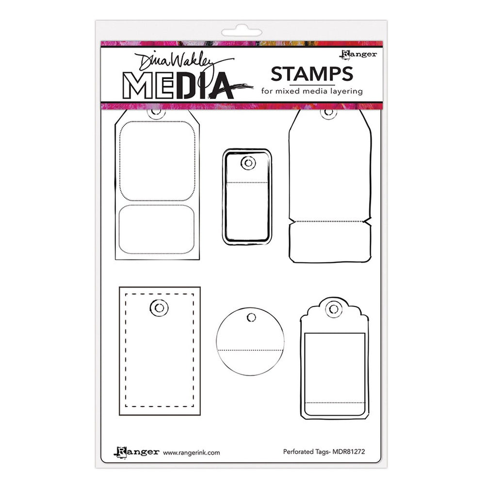 Ranger ink ranger • dina wakley media cling stamps perforated tags