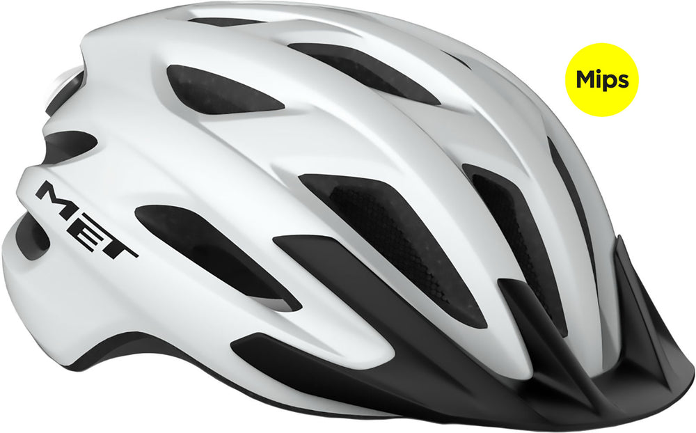 Met crossover mips fietshelm mannen vrouwen - stadsfietshelm volwassenen - maat m - white matt