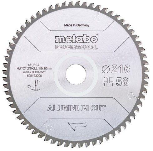 Metabo accessoires cirkelzaagblad | aluminium cut prof | 216x30mm | z58 fz tz 5° neg - 628443000