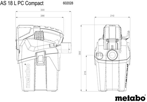 Metabo as 18 l pc compact accu-alleszuiger | 18 v | zonder accu-packs en lader - 602028850