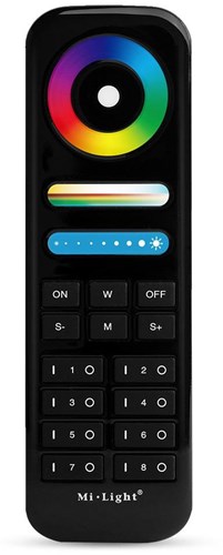 Mi-light miboxer rgb-cct afstandsbediening 2.4g 8-zones zwart - led0231