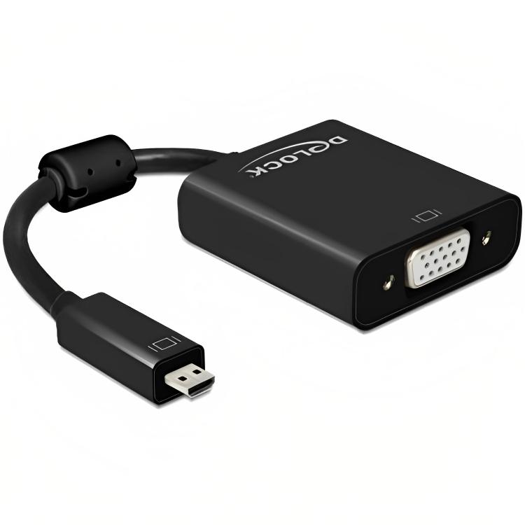 Delock micro-hdmi naar vga adapter (zwart, 0,17 meter)