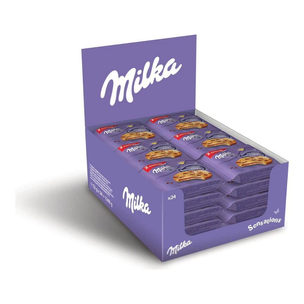 Milka sensations chocolade koekjes chocovulling 24 x 52g - chocoladekoeken - chocolade - snack